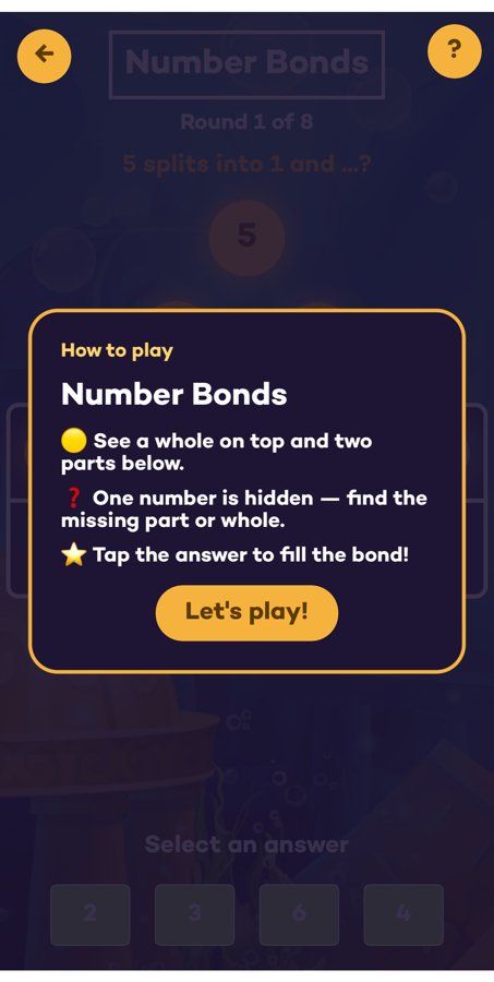 How to play walkthrough card explaining Number Bonds